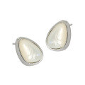 wholesale S925 Sterling Silver Korean Version Mother-of-Pearl Ring Ins Niche Light Luxury Waterdrop Design Matte Shell Stone Earrings for Women-0-4