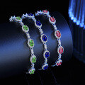 wholesale S925 Sterling Silver Cross-Border Colorful Zircon Bracelet for Women, Adjustable Luxury Fashion Versatile High-End Sense Jewelry Bangle-0-0