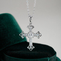 925 Silver Large Geometric Cross Pendant Moissanite Necklace-0.5CT (set with D color moissanite)  925 silver