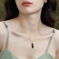 wholesale S925 Sterling Silver Cross-Border New Korean and Japanese Style Irregular Black Onyx Pendant Collarbone Necklace Wholesale from Manufacturers-0-1