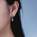 wholesale S925 Sterling Silver Cross-Border Hit Small Fish Design Blue Zircon Inlaid Women's Earrings Advanced Understated Luxury Wholesale-0-1