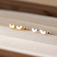 wholesale S925 Sterling Silver Sweet Mini Heart Twist Screw Stud Earrings Small Dainty Heart for Ear Piercing M06526-S925 silver pair silver 925 silver