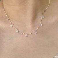 wholesale S925 Sterling Silver Shining Starry Zircon Necklace for Women, Minimalist and Versatile Elegant Sparkling Collarbone Chain-Silver>925 silver