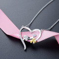 wholesale S925 silver and diamond Korean-style fashion sweet heart-shaped pendant necklace, creative and unique women's collarbone chain-0-3