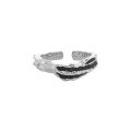 wholesale S925 Sterling Silver Dark Ins Niche Design Irregular Texture Glaze Drip Open Ring for Women-0-5