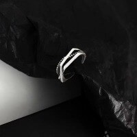 wholesale Metal material cross-border Korean-style interwoven diamond ring women's retro ins minimalist fashion vintage-inspired openable jewelry wholesale-xb974-Vintage personality open ring Opening adjustable