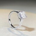 wholesale 18K Platinum Plated S925 Sterling Silver Ring with White Zircon, Cross-Border Hot Style Square Stone Four-Prong Ring-0-3
