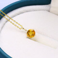 wholesale 9K Gold New Simple and Fashionable Citrine Pendant Necklace for Women, Light Luxury-0-3