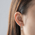 S925 Sterling Silver Natural Freshwater Pearl Ribbon Earrings, Versatile and Elegant for Daily Wear-0-1