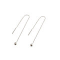wholesale S925 Sterling Silver HED005 Korean-style Tassel Earrings Fashionable and Minimalist Geometric Round Ball Long Chain Ear Threads for Women-0-4