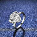Silver Moissanite Ring Six-Prong Petal Design Women's Fashion Live Stream Supply-0-3