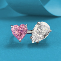 wholesale Metal material first, Zhuo Zhifan Jewelry New High Carbon Diamond Drop White Diamond Ice Flower Cut Imported Pink Diamond Radiant Open Ring-R1284 White and Pink Diamond Ring Size 7