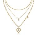 wholesale Gold Heart Pendant Choker Necklace with Rope Chain, Sweater Chain for Autumn and Winter, 925 Silver Stackable Ins Style European and American Moissanite Necklace-0-4