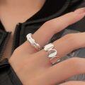 wholesale S925 Sterling Silver Oval Ring for Women, Geometric Minimalist Openable Statement Index Finger Unique Design-0-0