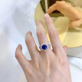 wholesale S925 Sterling Silver New Simulated High Carbon Diamond Luxury Halo Vintage 8mm Round Diamond Ring-0-3