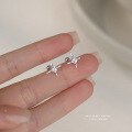 wholesale 925 Sterling Silver Sparkling Star Square Zircon Stud Earrings For Women-0-5
