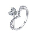 wholesale S925 Sterling Silver High-Quality 1-Carat Moissanite Heart Ring, Ready-to-Ship Luxury Romantic Proposal Wedding Gift-0-4