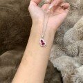 wholesale 925 Sterling Silver Luxurious and Minimalist New Chinese Style Full Diamond Pigeon Blood Red Ruby Small Gourd Necklace, High-End Sense Collarbone Chain for Women-0-4