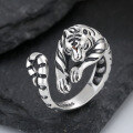 wholesale S925 Sterling Silver Chaocheng Zodiac Tiger Design Open Adjustable Ring Unique Natural Unisex Index Finger Ring-0-2