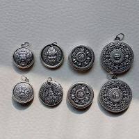 wholesale  999 Silver Eight Treasures Compass Pendant, Zhajilamu Yellow Jambhala Round Amulet Pendant Drop, Handmade DIY Weaving Accessories-2# one