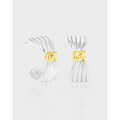 wholesale S925 Sterling Silver 986 Niche Ins Minimalist Two-Tone Electroplated French Irregular Texture Knot Stud Earrings for Women-0-0