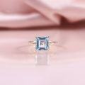 wholesale S925 Sterling Silver Minimalist 2/4/55 Carat Ring Square Set with Natural Topaz Large Main Stone Small Fresh Ring-0-3