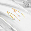 wholesale S925 sterling silver gold-plated round zircon new minimalist high-end niche earrings for women-0-2