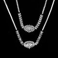 wholesale 925 Silver SP Jewelry 075 Carat White Round 55mm European and American Light Luxury Niche Necklace for Women 40+5cm-0-1