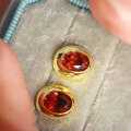 wholesale S925 Sterling Silver with Natural Garnet Bubble-style Stud Earrings, Simple and Fashionable Retro Jewelry-0-2