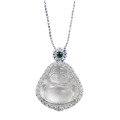 wholesale S925 Silver Inlaid with Natural Water Foam Jade Buddha Pendant High Ice Chalcedony Adjustable Necklace Live Stream Edition-0-4