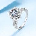 wholesale Pt950-plated S925 sterling silver moissanite ring for women, rotating rose design, romantic new proposal ring-0-5
