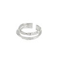wholesale S925 Sterling Silver Korean Version INS Minimalist Niche Design Versatile Irregular Three-Layer Interwoven Open Ring-0-4