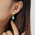 wholesale S925 Sterling Silver Light and Fresh Gemstone Earrings with 27 Carat Shining Hand-Set Natural Topaz-0-1