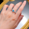 wholesale S925 Sterling Silver 6*8 Imported Ice-Cut Light Sea Blue Ring for Women, Minimalist and Elegant Diamond Ring, Drop Shipping-0-3