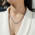 wholesale 925 Silver New Stylish Light Luxury Women's Necklace, Europe and US Cross-Border Hot-Selling Tennis Chain with 10-Point Moissanite-0-3