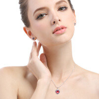 wholesale S925 Silver Korean Style Ethereal Pendant with Romantic Heart-Shaped Diamond-Cut Red Corral Necklace-Red Pendant - Without Chain 925 Silver