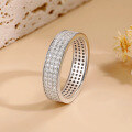 wholesale 925 Sterling Silver Cross-Border Best-Selling Three-Row Diamond Moissanite Ring, Fashionable and High-End Full Diamond Moissanite Band Ring-0-0