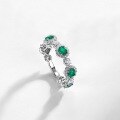 wholesale S925 Sterling Silver Women's Luxury Lab-Grown Emerald Ring Full Diamond Micro-Paved Band High-End Index Finger Ring Wholesale-0-2