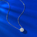 wholesale S925 Sterling Silver Full Pavé Moissanite Flower Pendant Necklace, European and American Hip-Hop Best Seller-0-2