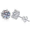 S925 Sterling Silver Moissanite Stud Earrings, Women's Light Luxury Minimalist Fashion Gift-0-3