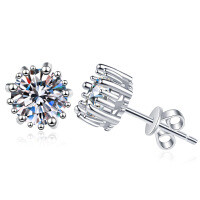 S925 Sterling Silver Moissanite Stud Earrings, Women's Light Luxury Minimalist Fashion Gift-5mm high-carbon stone  925 silver