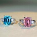 wholesale 925 Sterling Silver Pink Diamond Ring for Women eBay Amazon TikTok Live Hot Seller European and American Cross-Border Gemstone Ring-0-0