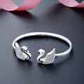 wholesale 990 Sterling Silver Rhinestone Swan Bracelet European and American Zircon Personality Open Bangle Women's Fashion Jewelry Cross-Border Supply-0-3