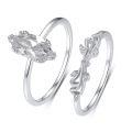 wholesale S925 Sterling Silver Combination Two-Piece Marquise Moissanite Ring Stackable Ring Set, Amazon Best-Seller-0-6