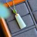 wholesale Silver-gilt and certified natural Hetian jade antique Chinese-style pendant with inlaid jade, Hanfu necklace ornament, Wushi plaque-0-2