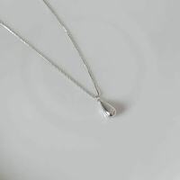 wholesale S925 Sterling Silver Minimalist Small Silver Bean Drop Necklace for Women, Understated Korean-style Unique Design Collarbone Chain-Small Silver Bean Necklace>925 Silver