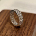 wholesale S925 silver new lace diamond lattice filigree row ring, fashionable and lightweight luxury simple style for daily wear-0-1