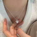 wholesale 925 Sterling Silver Necklace for Women, Vintage Textured Design, Elegant Heart-Shaped Gift Box, Premium Collarbone Chain-0-2