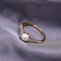 wholesale S925 Gold-Plated Silver, Natural Freshwater Pearl, Minimalist Women's Rings for Wholesale-0-3