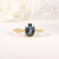 wholesale S925 sterling silver gold-plated unisex single lab-created color-changing sapphire ring with fade-resistant finish-Lab-Changed Sapphire Ring  US Size 7